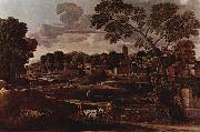 Nicolas Poussin Landschaft mit dem Begrabnis des Phokos oil painting on canvas